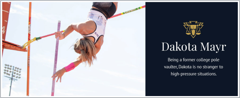 Attorney Dakota Mayr Pole Vaulting in College